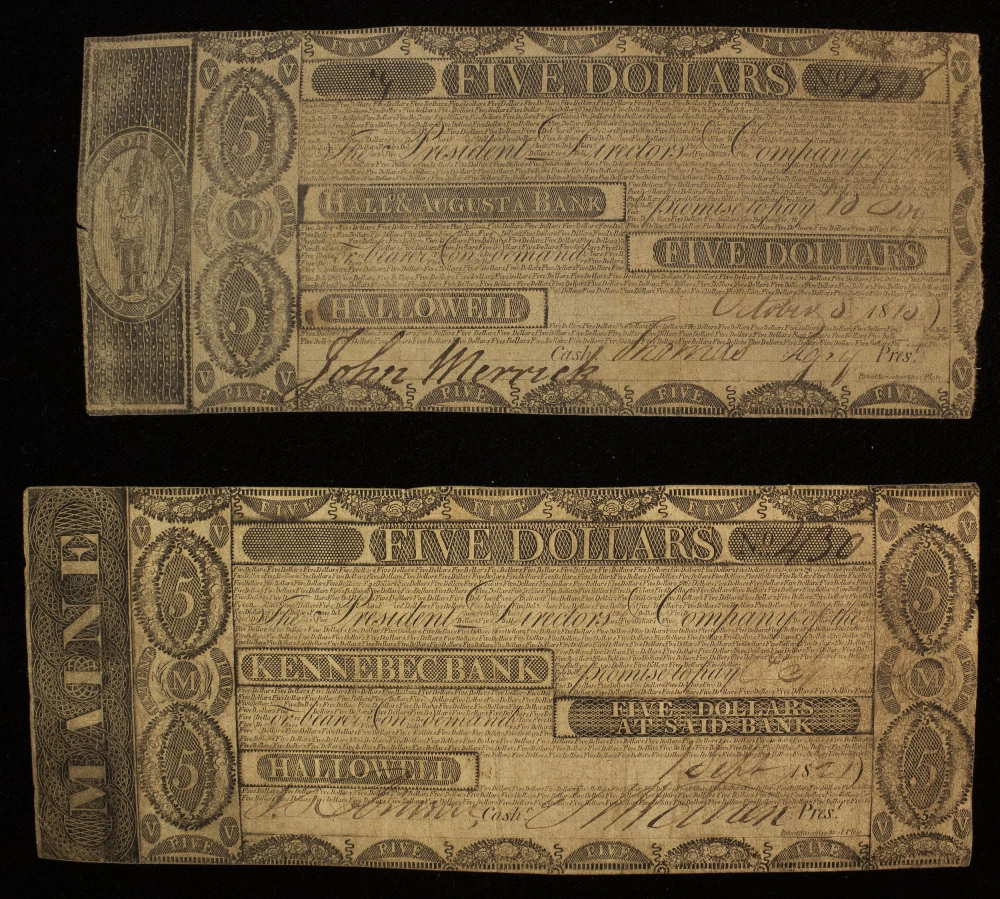 Maine. Pair of Early $5 Notes