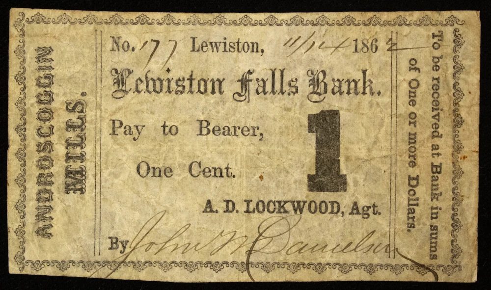 Maine. Fine to VF One-Cent Note