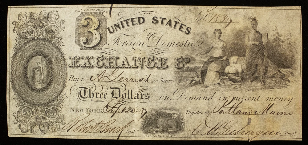 Maine. EF Details 1837 $3 Note