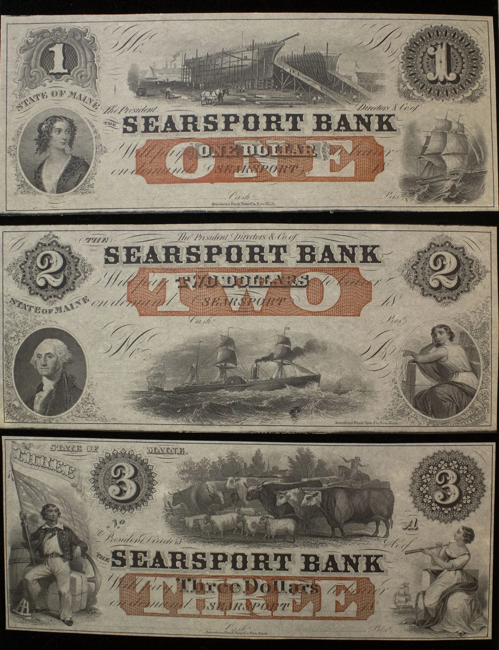 Maine. Choice Unc Denomination Threesome