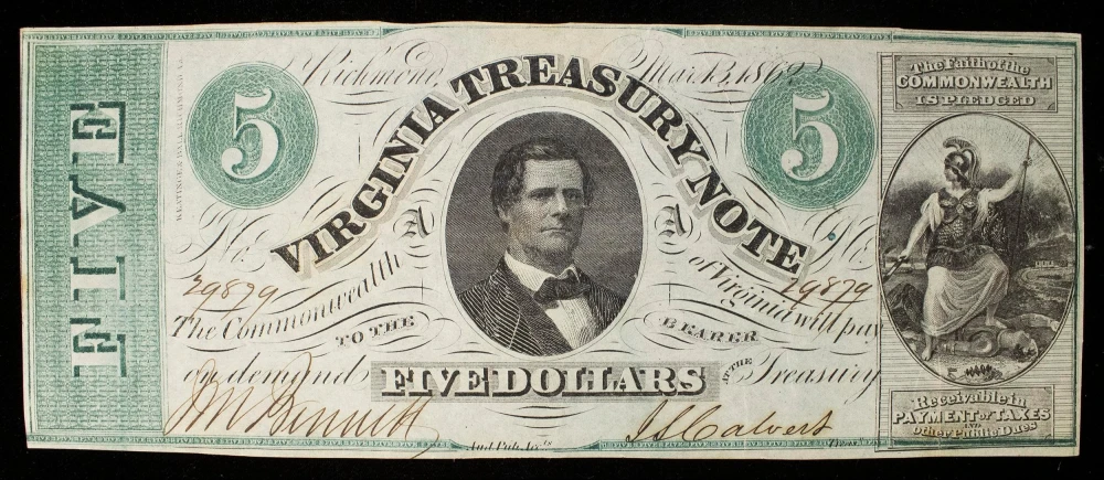 Virginia. Richmond. AU 1862 $5 Note