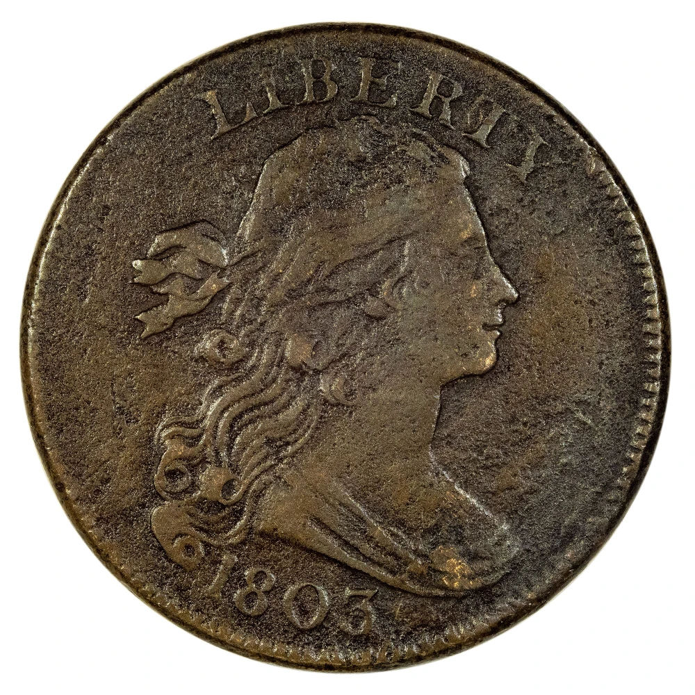 EF Details 1803 Small Date, Small Fraction Cent