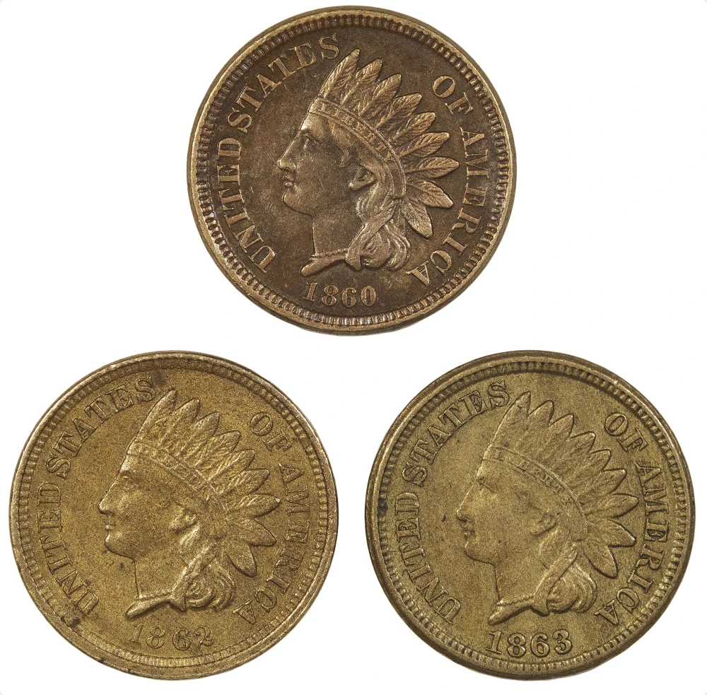 EF to AU 1860s "White Cent" Trio