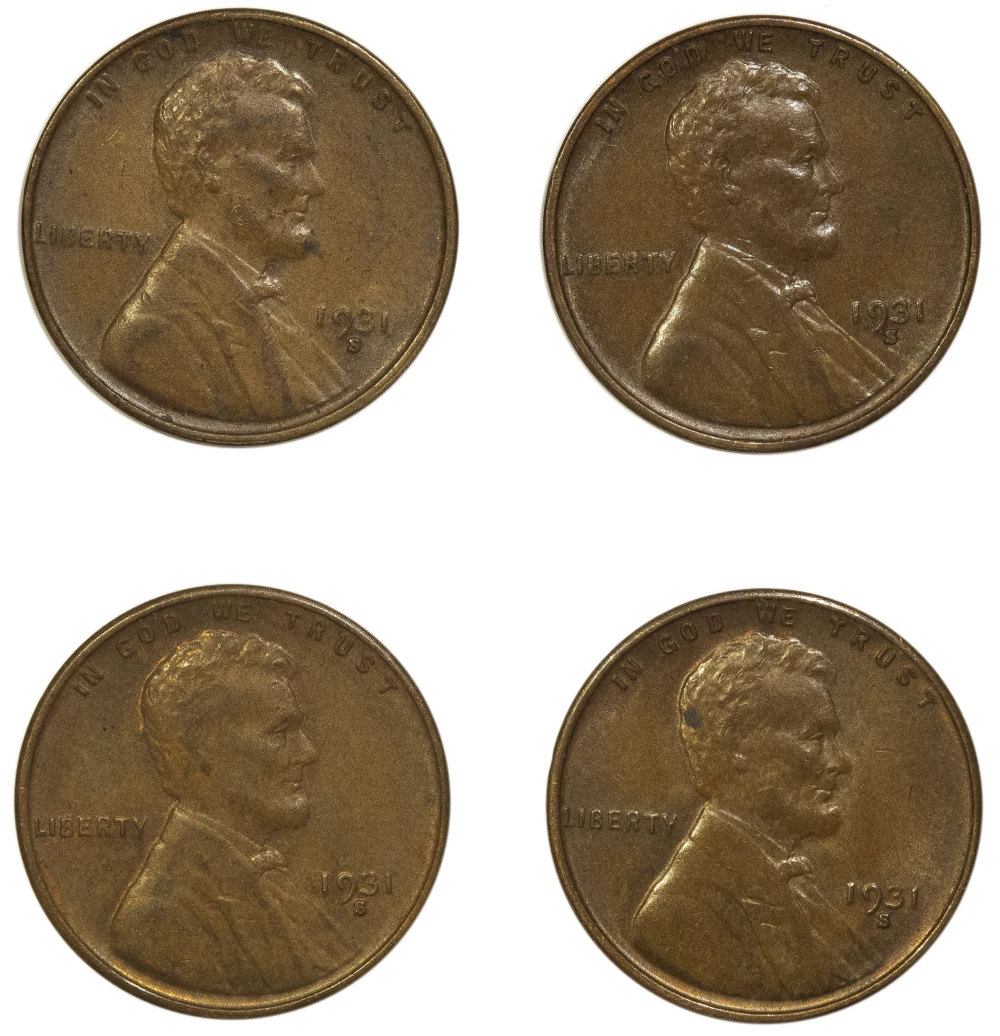 AU-50 or Better 1931-S Cent Quartet