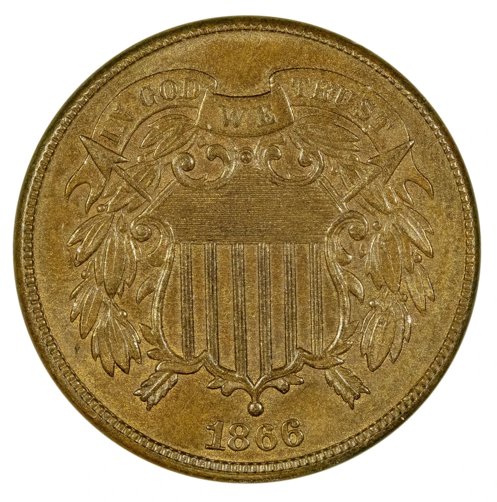 MS-62 BN 1866 Two-Cents