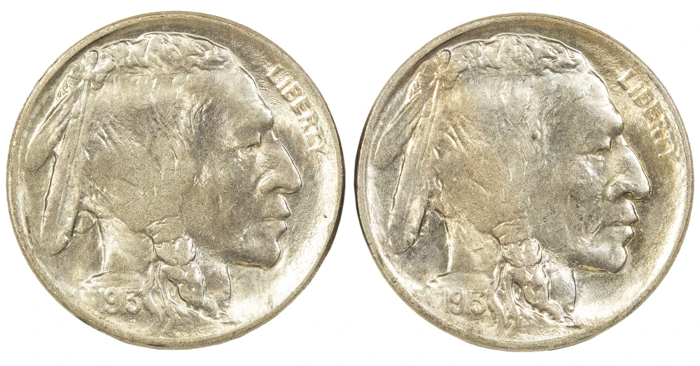 Pair of MS-63 1913 Type II Buffalo Nickels