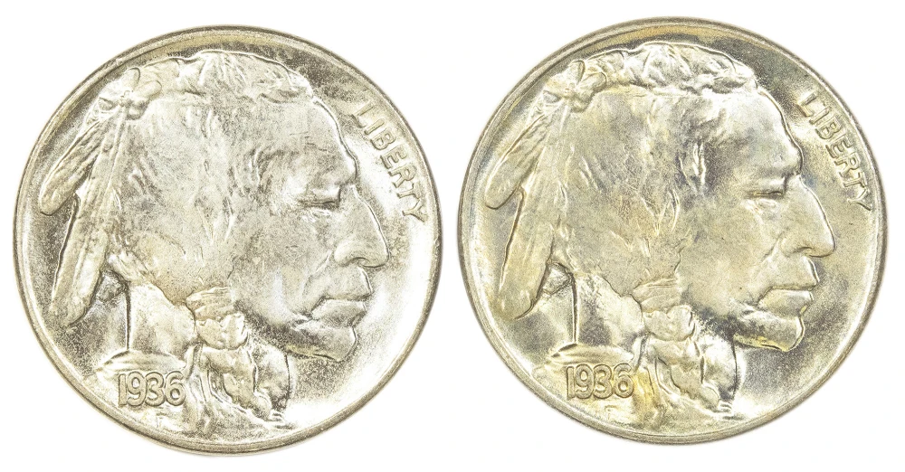 Pair of Gem 1936-S Buffalo Nickels