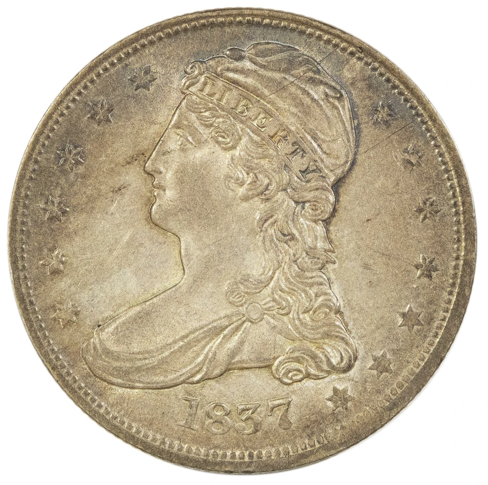 MS-60 or Finer 1837 Reeded Edge Half Dollar