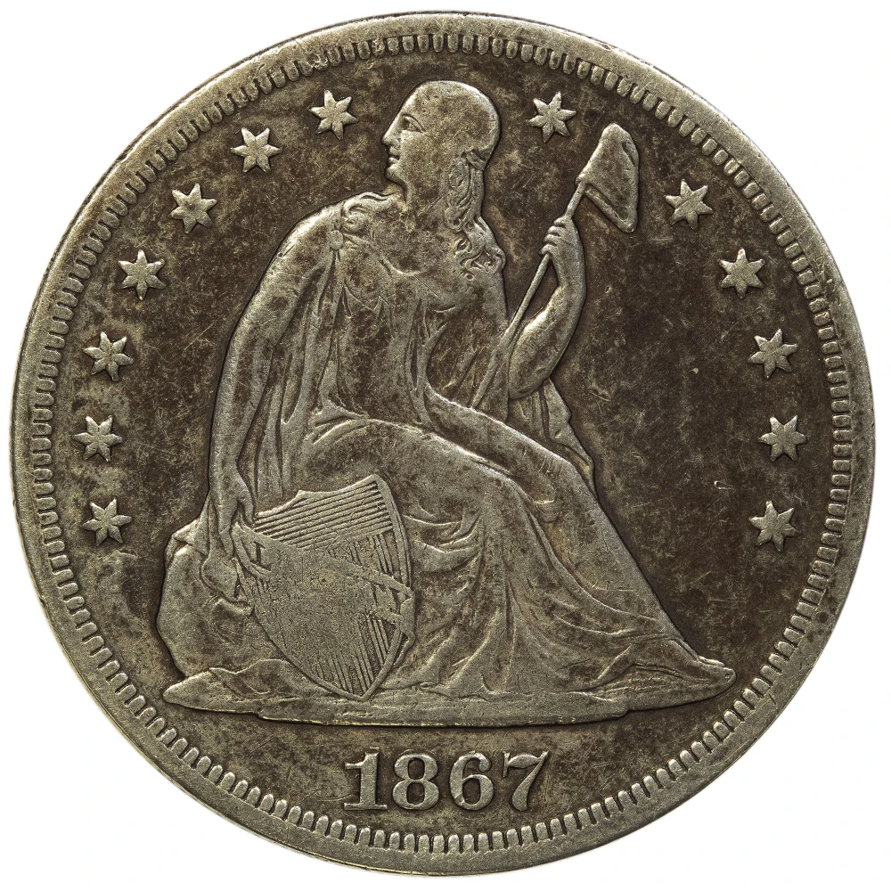 VF-20 Counterstamped 1867 Seated Dollar