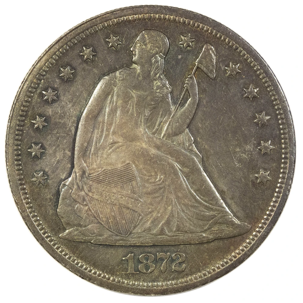 Unc Details 1872 Seated Dollar