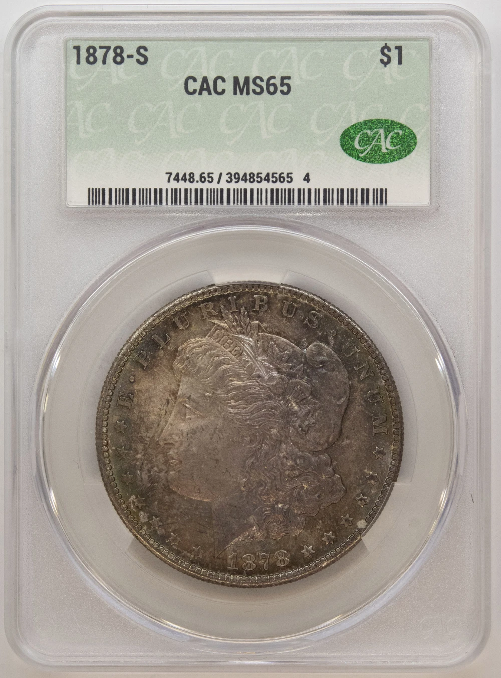 CACG MS-65 1878-S Morgan Dollar