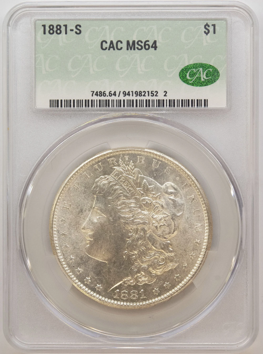 CACG MS-64 1881-S Morgan Dollar