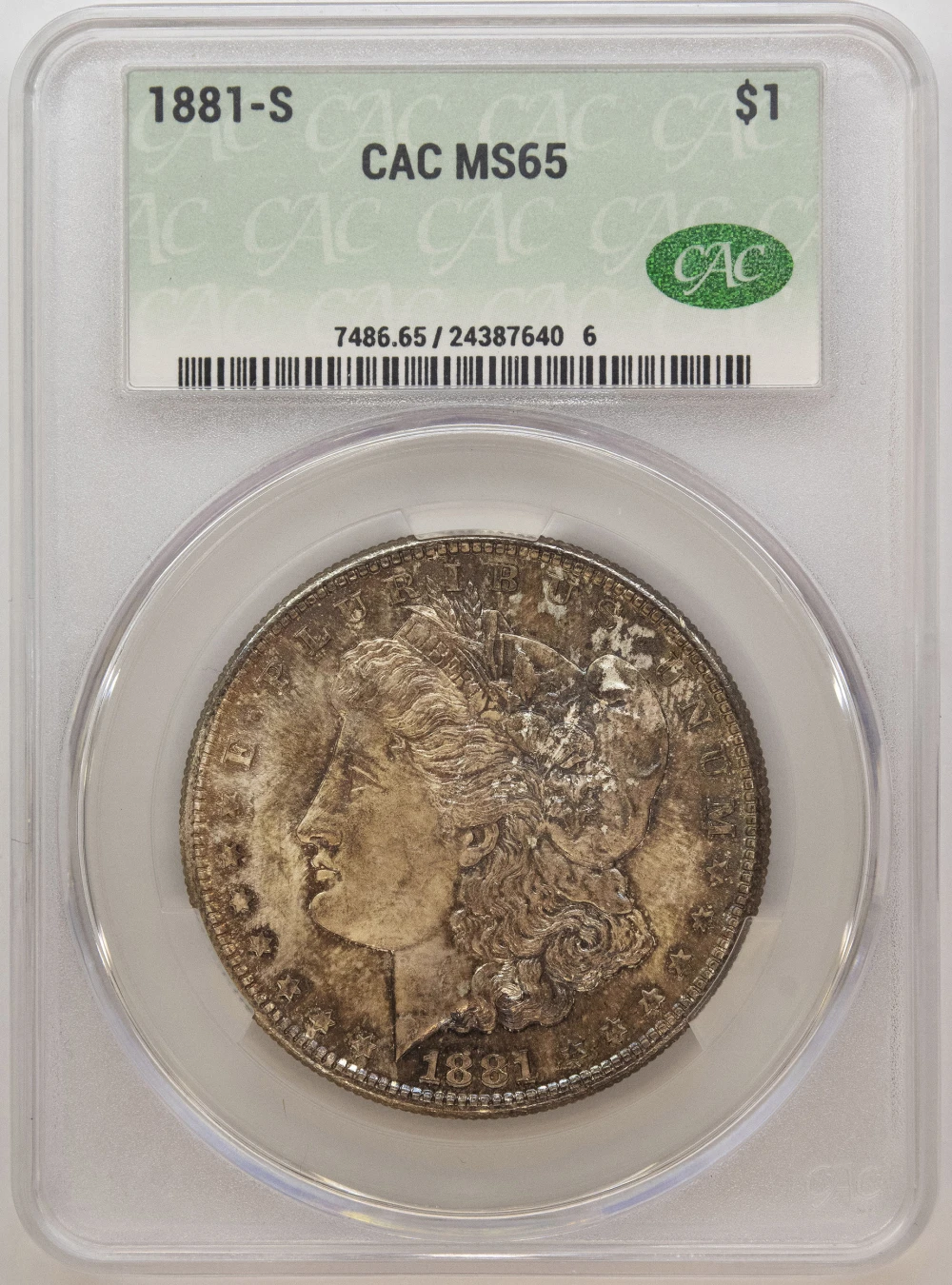 CACG MS-65 1881-S Morgan Dollar