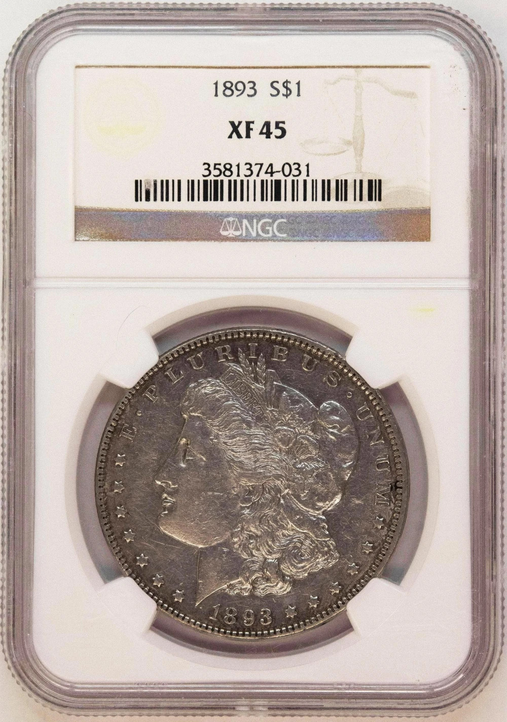 NGC EF-45 1893 Morgan Dollar