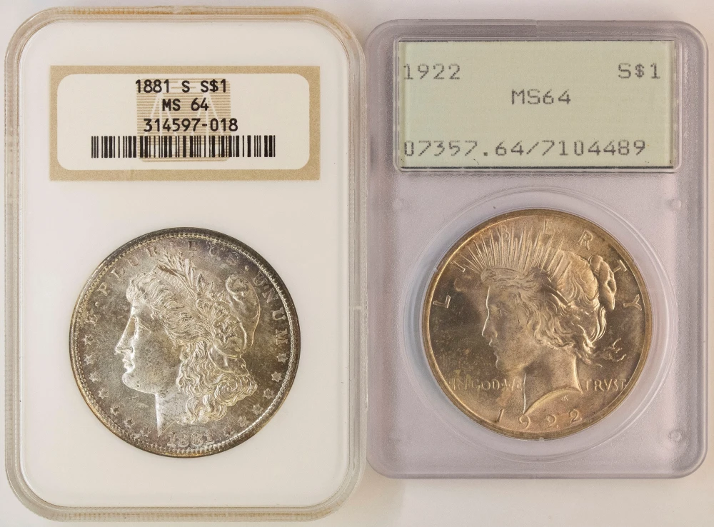MS-64 Morgan & Peace Dollar Duo