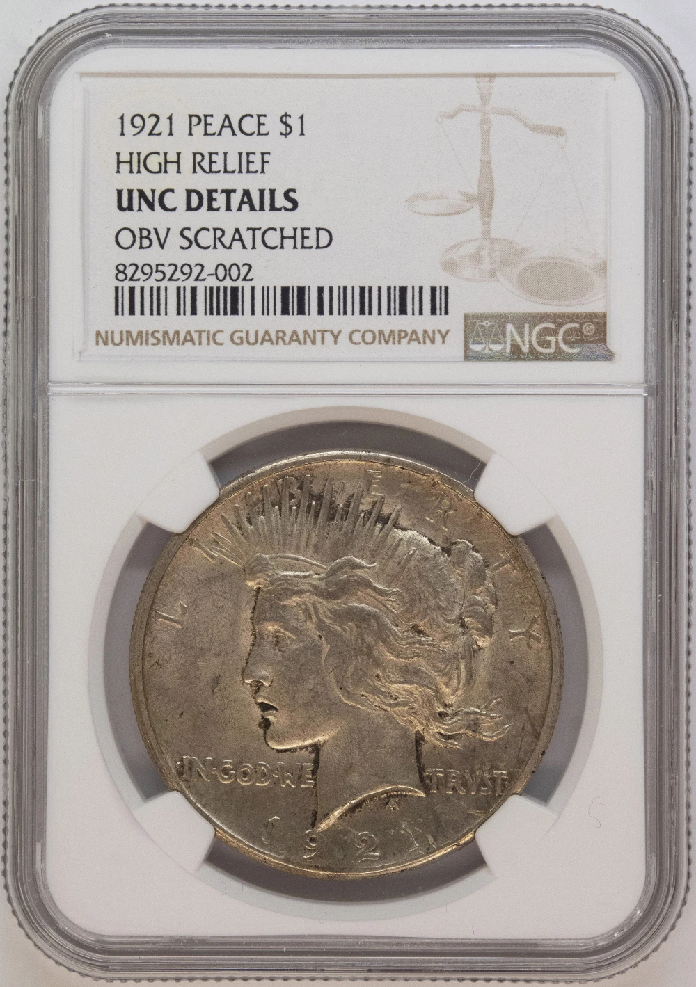 NGC UNC Details 1921 Peace Dollar