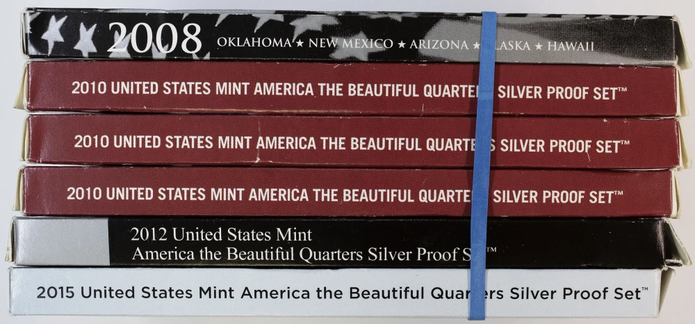 6 Set Lot Of Silver Quarter Proof Sets