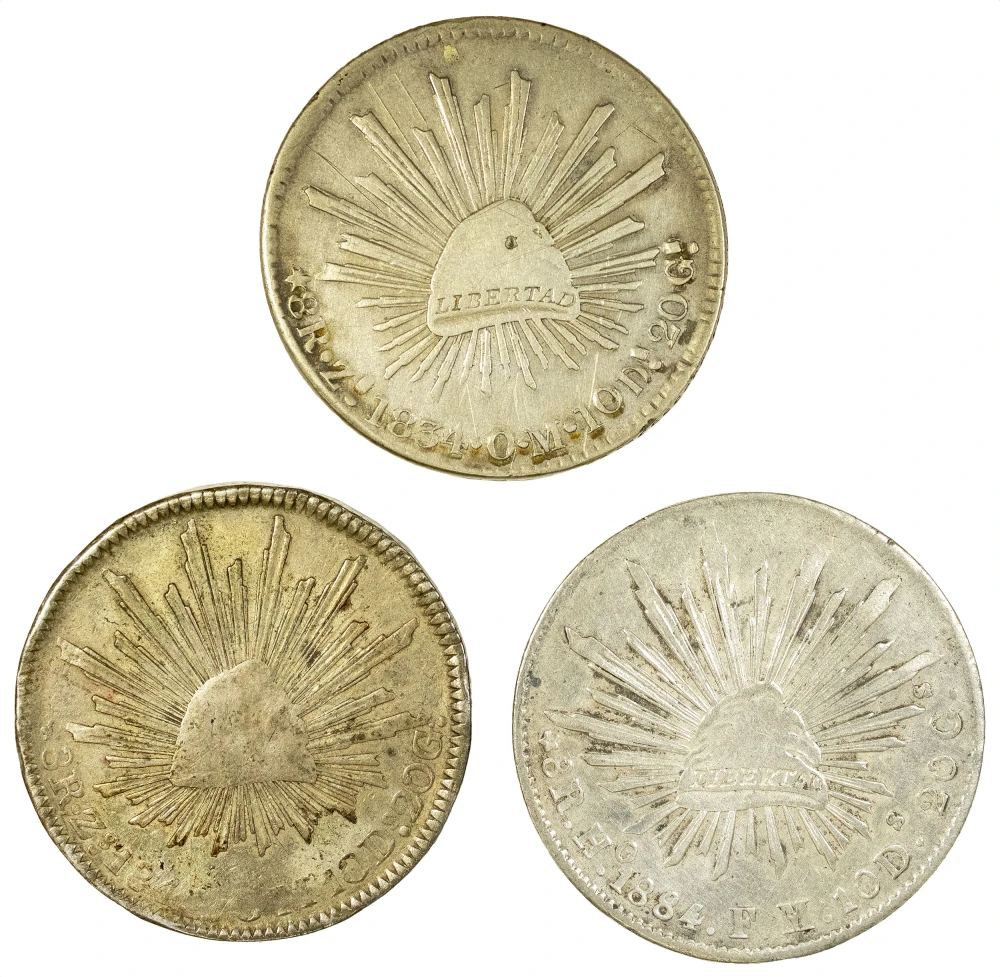 Mexico. Cap and Rays 8 Reales Trio
