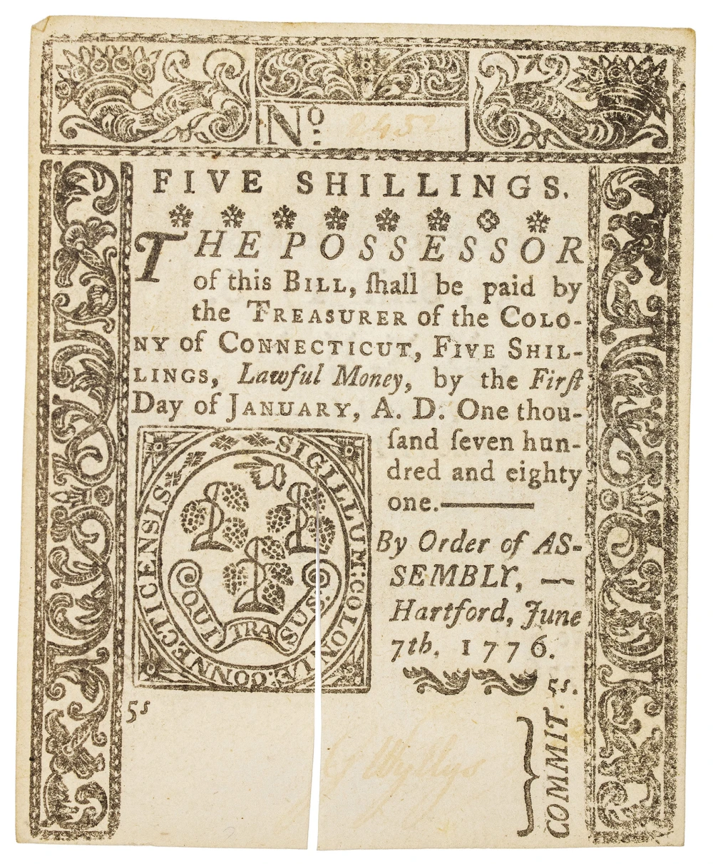 Connecticut. AU 1776 Five Shillings Colonial Note