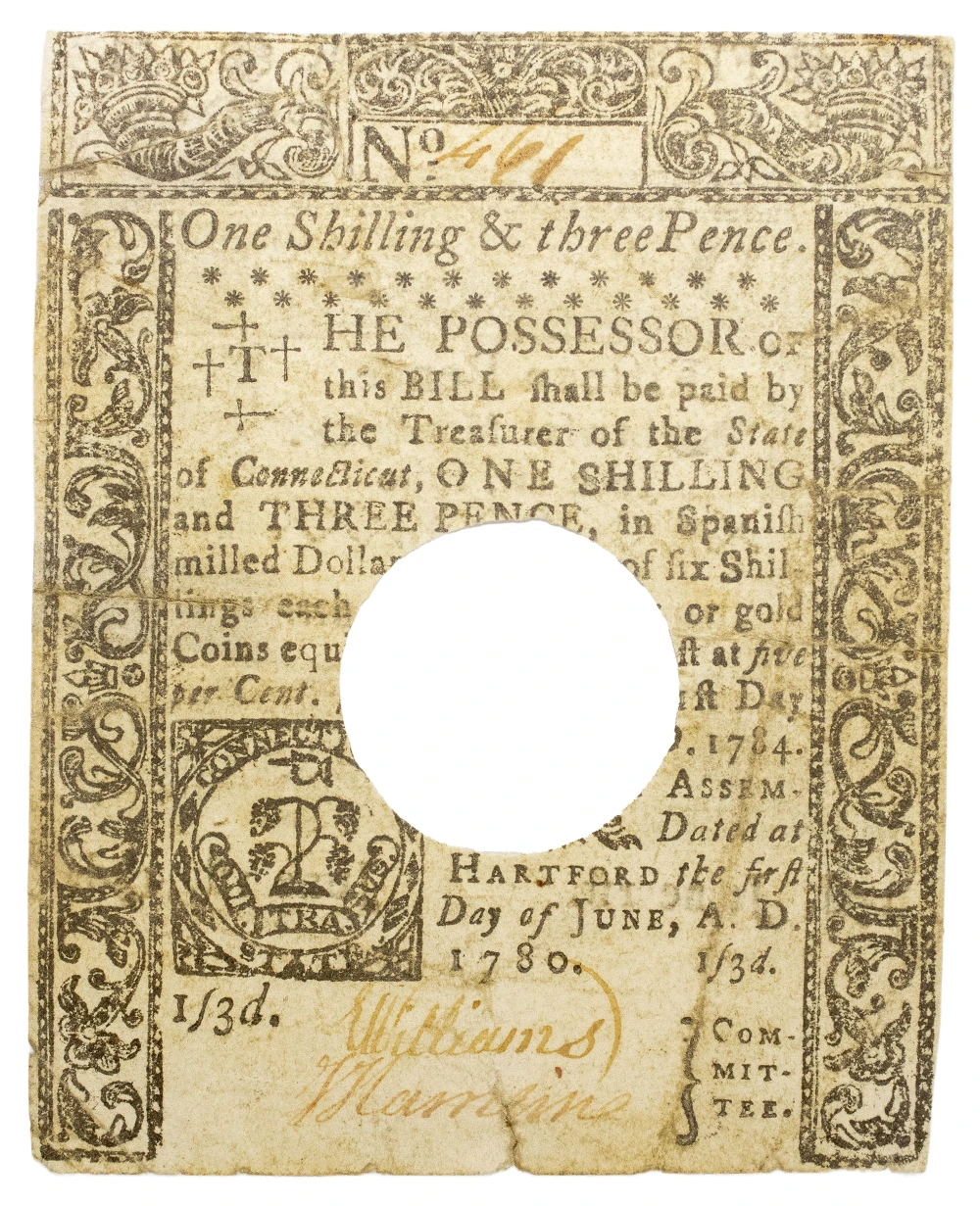 Connecticut. VF 1780 One Shilling & Three-Pence