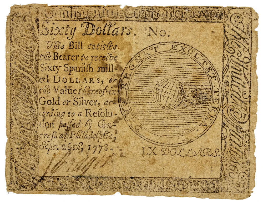 VG to Fine 1778 Sixty Dollar Continental Currency