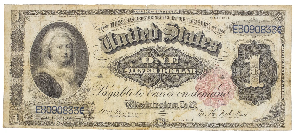 Fine Series 1891 $1 Silver Dollar Note