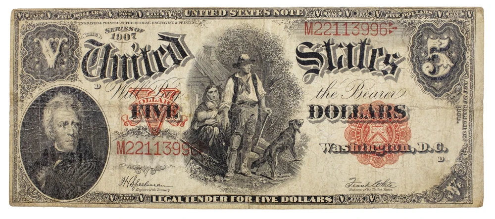 VF Series 1907 Woodchopper $5 Note