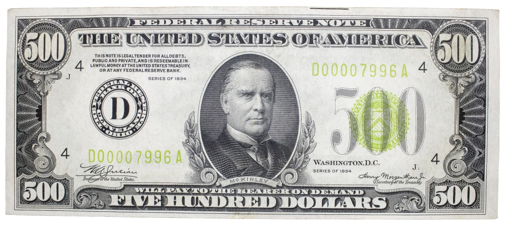 Pleasing Crisp AU Series 1934 $500 Note