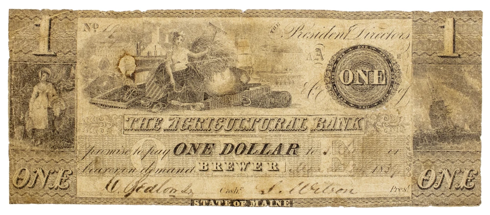 Maine. Brewer. VF Details $1 Note