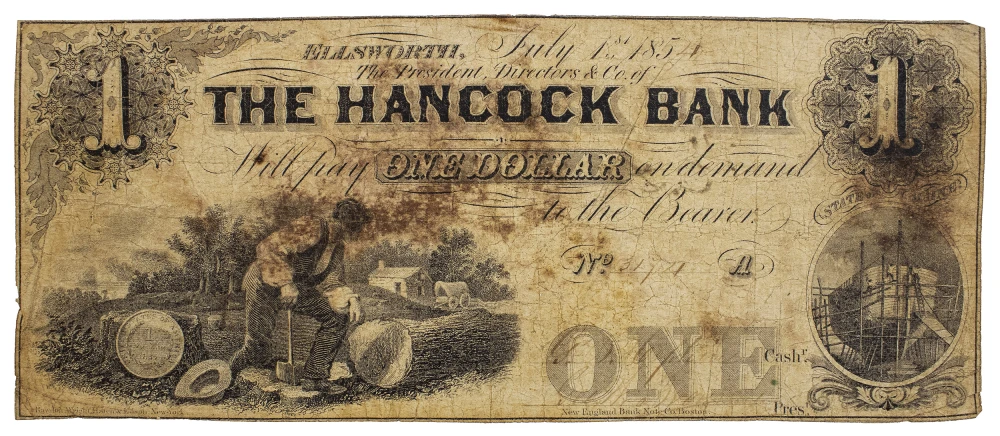 Maine. Ellsworth. VG or Finer $1 Note