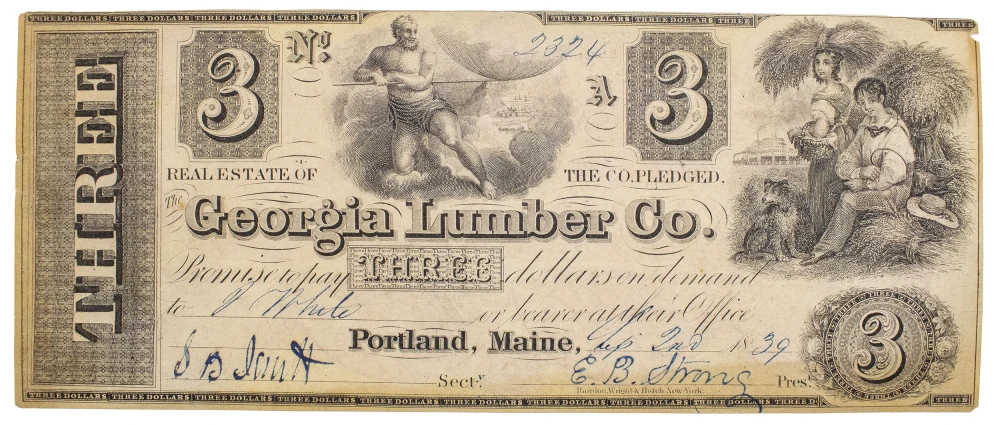 Maine. Portland. AU $3 Note