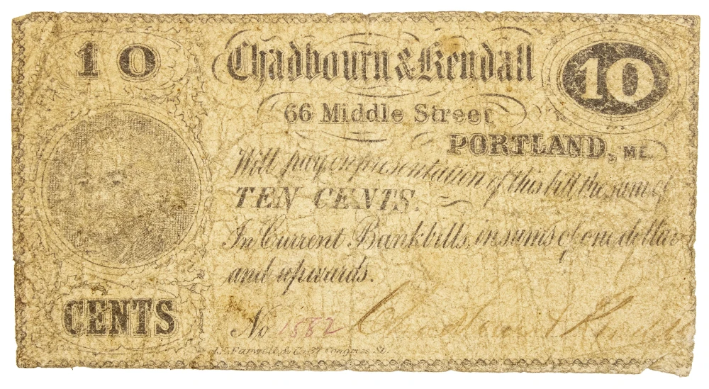 Maine. Portland. VG Ten-Cents Merchant Scrip