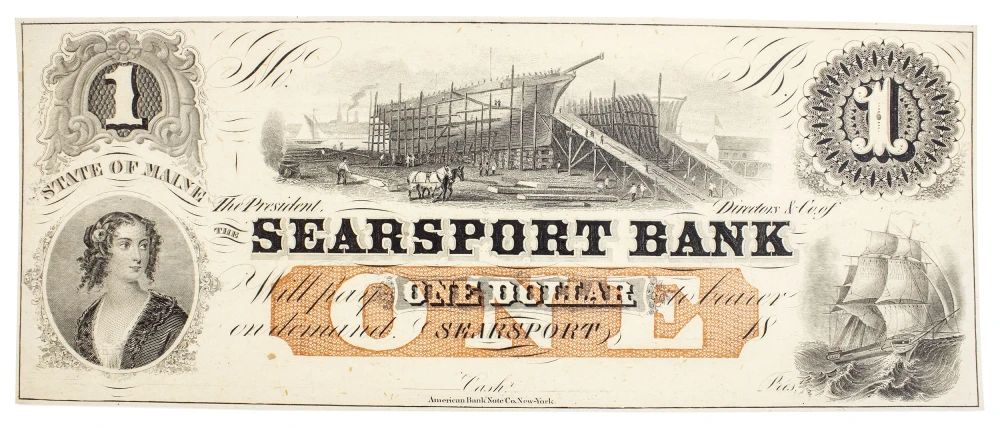 Maine. Searsport. Crisp Unc $1 Note