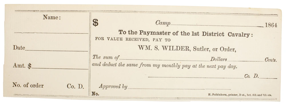 Maine. Civil War Sutler's Chit