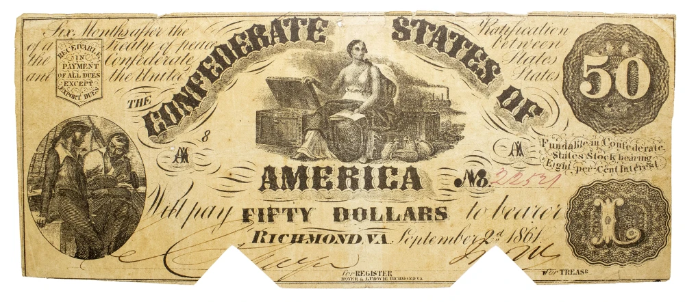 Confederacy. VF Details 1861 $50 Note