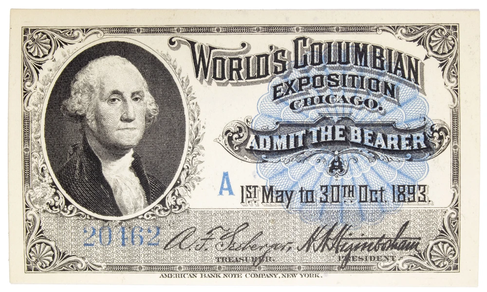 Fresh Gem 1893 Columbian Expo Ticket