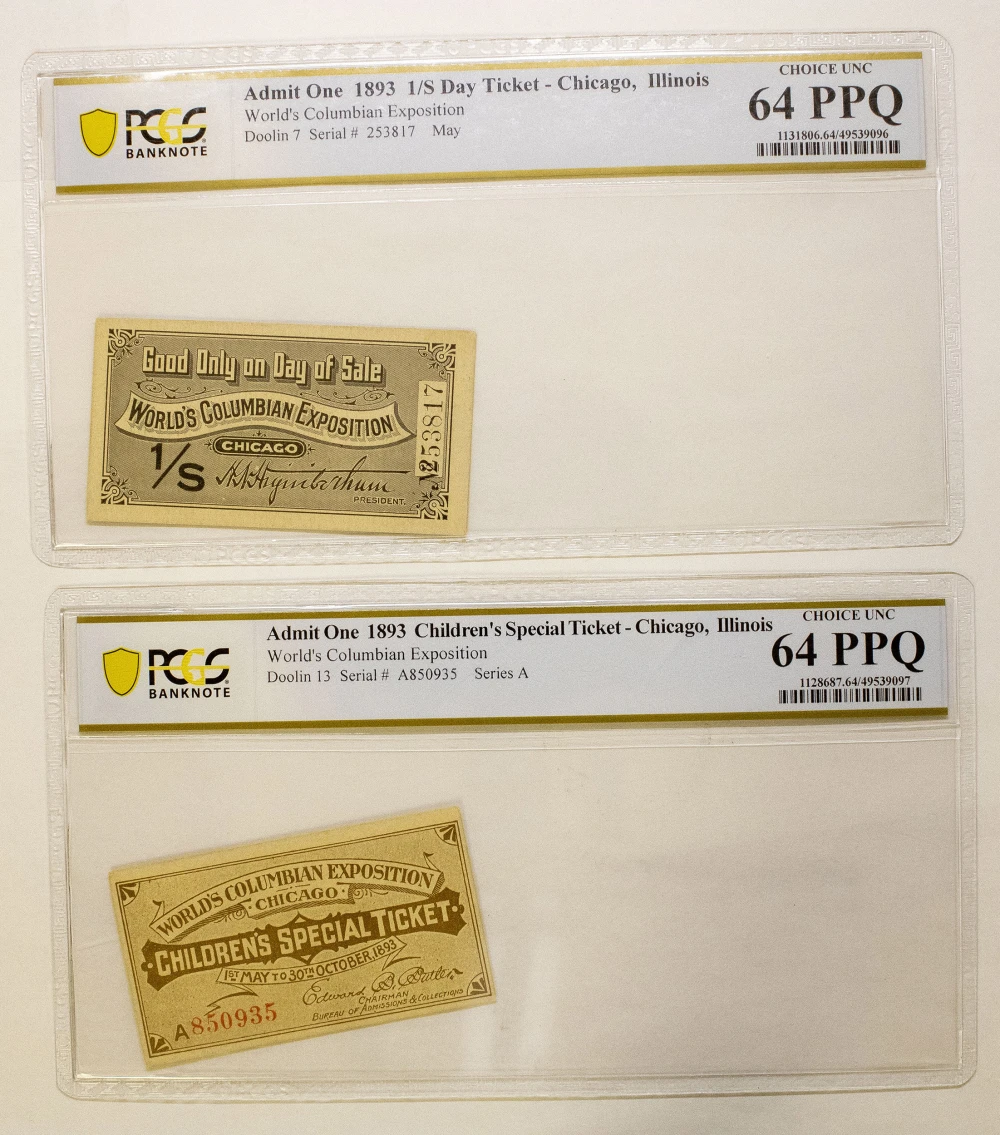 PCGS Certified 1893 Columbian Expo Tickets
