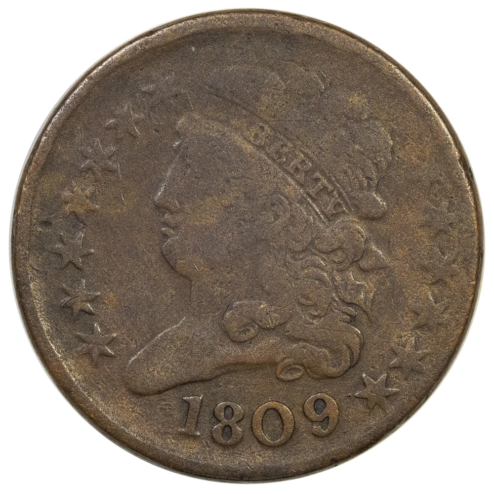 VG to Fine 1809/6 Half Cent