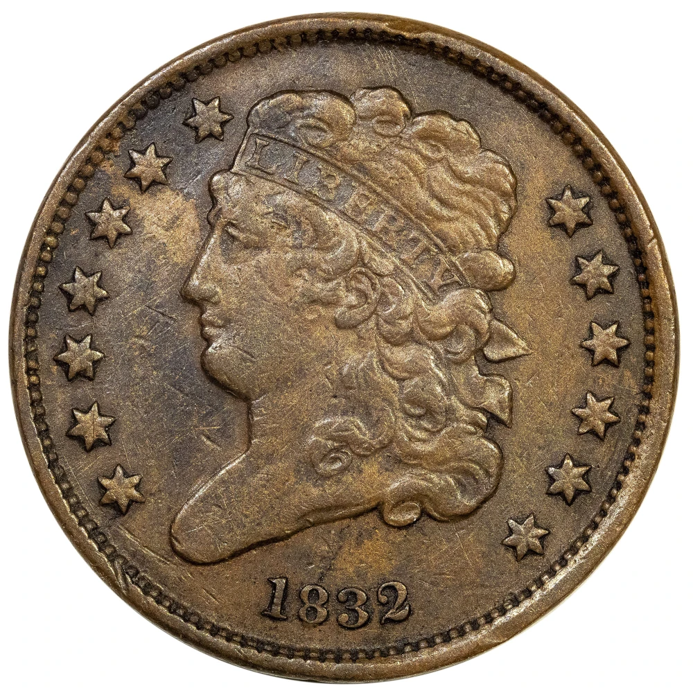 EF-40 Details 1832 Half Cent