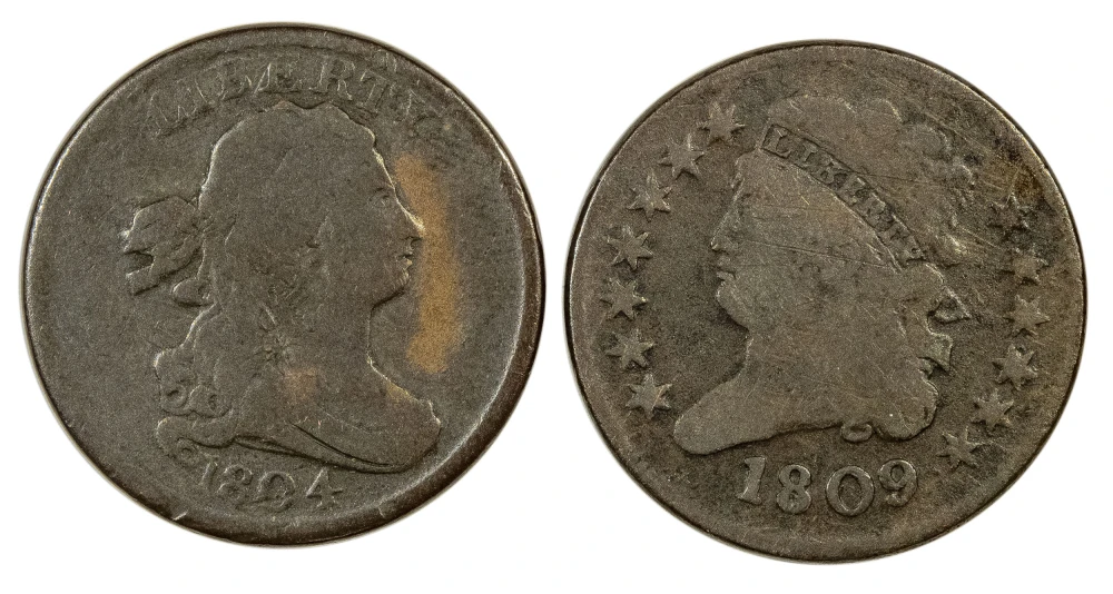 VG to Fine Details Half Cent Pairing