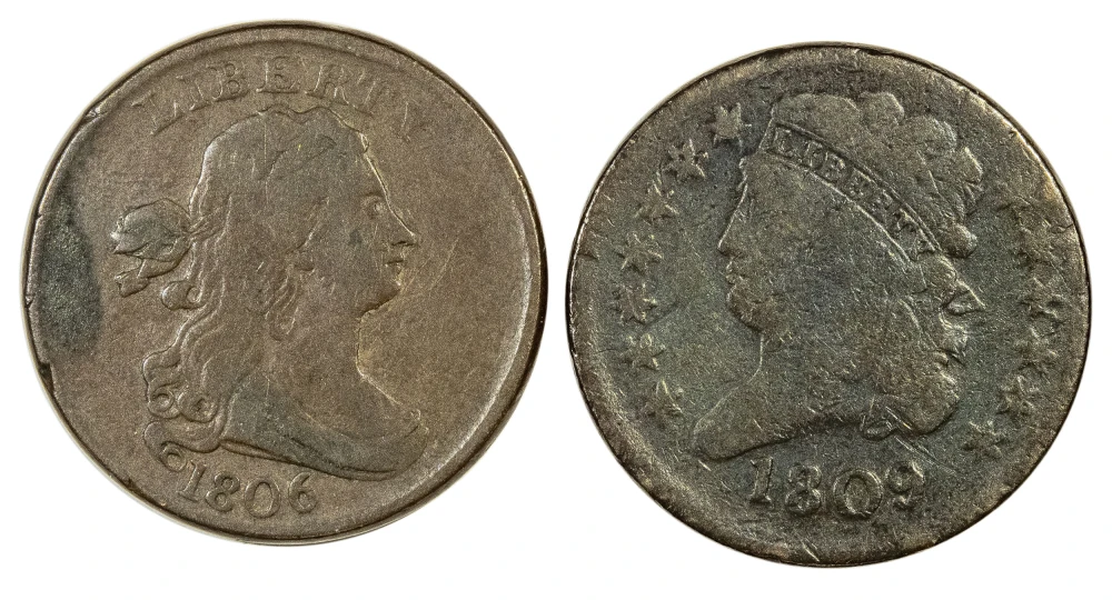 VG to Fine Details Half Cent Duet