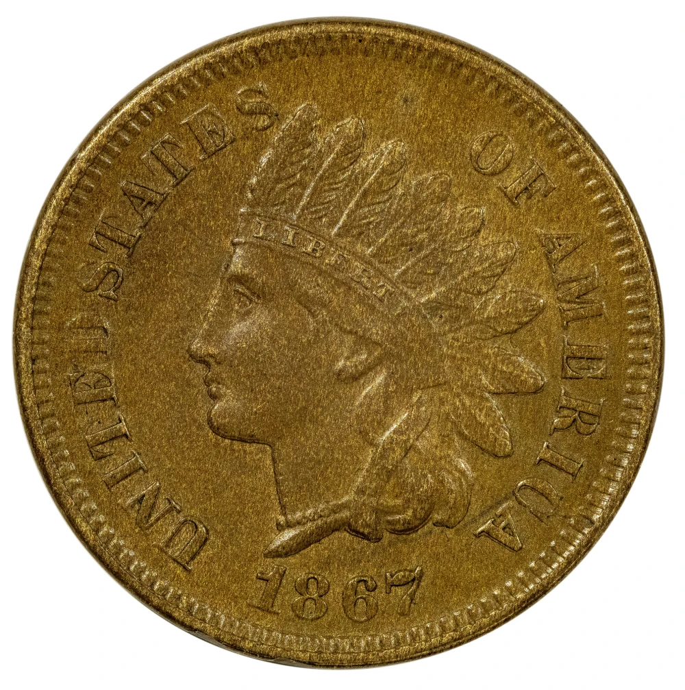 AU-50+ 1867 Indian Cent