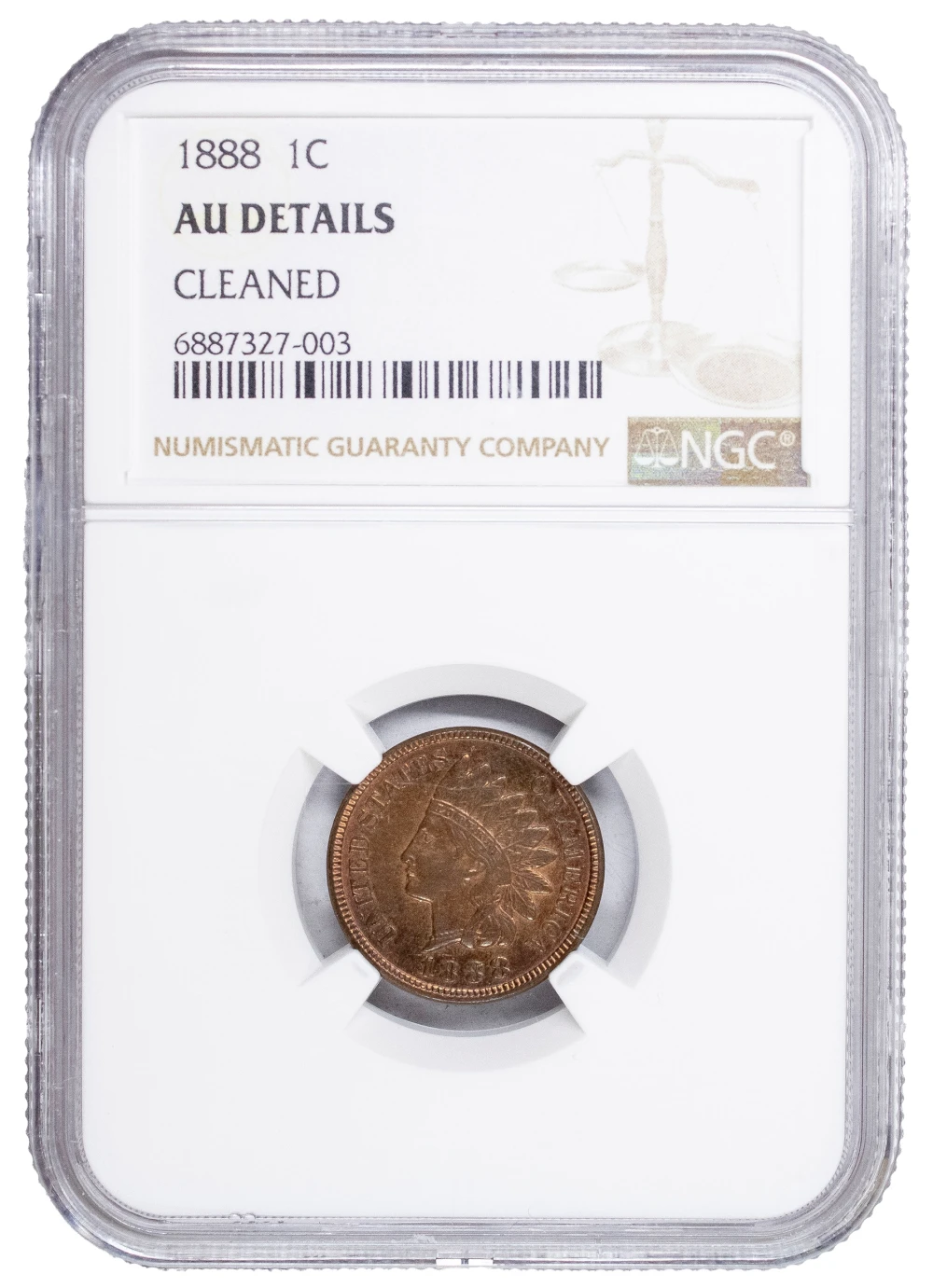 NGC AU Details 1888 Indian Cent