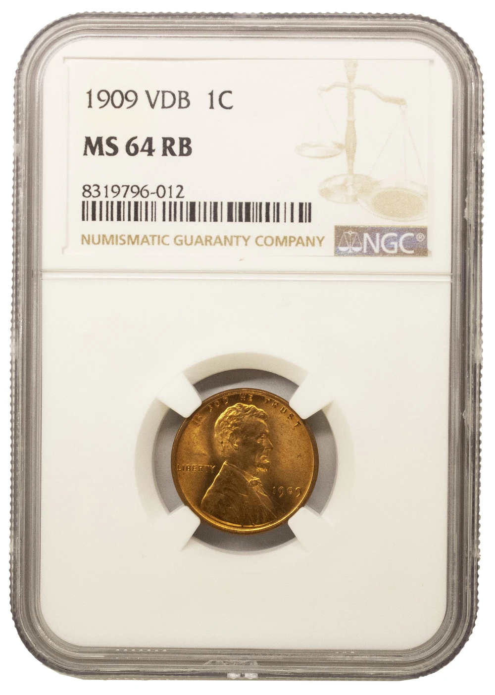 NGC MS-64 RB 1909 V.D.B. Lincoln Cent