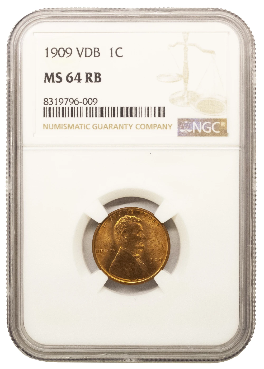 NGC MS-64 RB 1909 V.D.B. Lincoln Cent