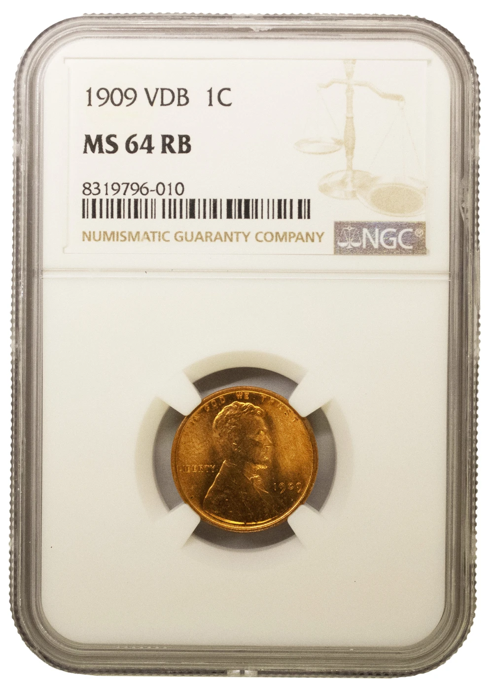 NGC MS-64 RB 1909 V.D.B. Lincoln Cent