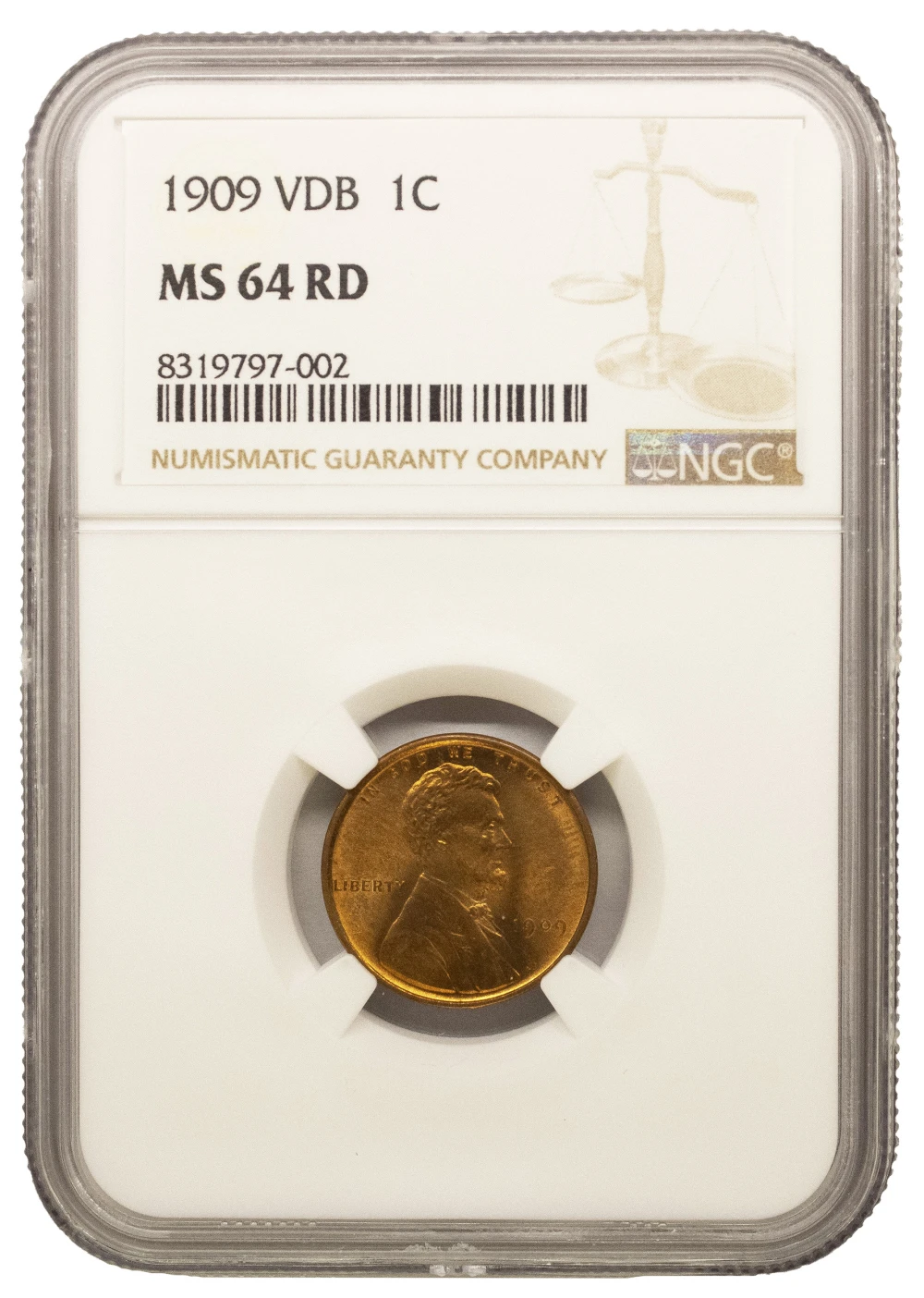 NGC MS-64 RD 1909 V.D.B. Lincoln Cent