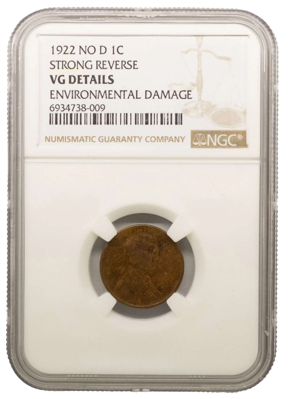 NGC VG Details 1922 No D Lincoln Cent