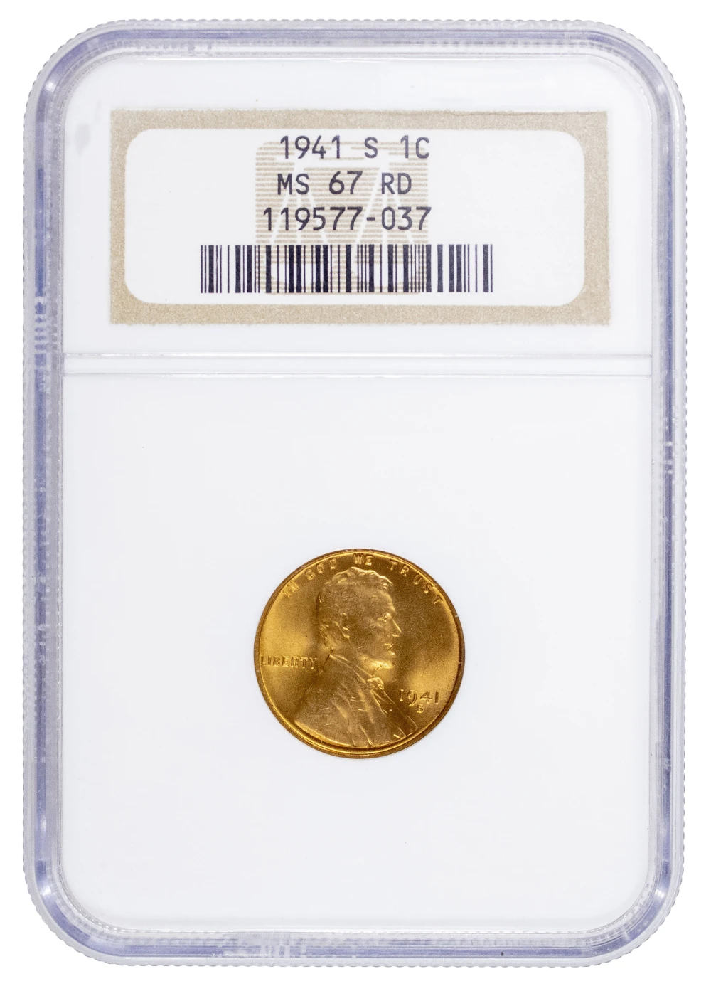 NGC MS-67 RD 1941-S Lincoln Cent