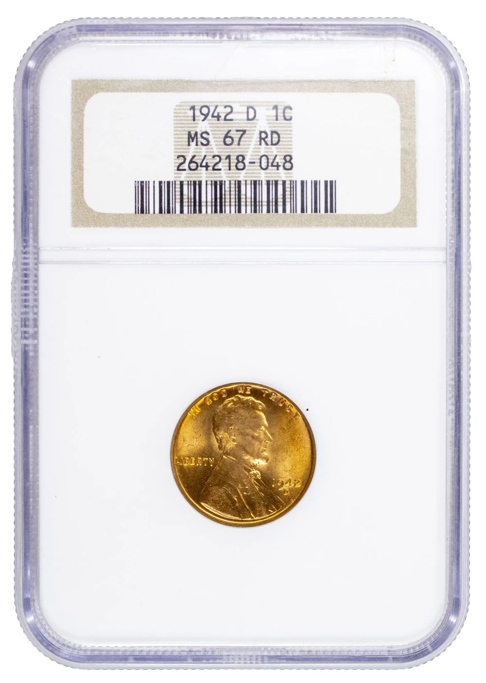 NGC MS-67 RD 1942-D Lincoln Cent